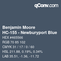 Code couleur: Benjamin Moore - HC-155 - Newburyport Blue | qconv.com