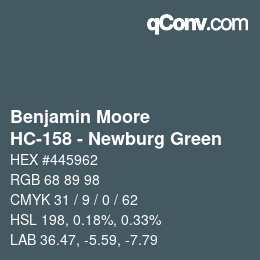 Color code: Benjamin Moore - HC-158 - Newburg Green | qconv.com
