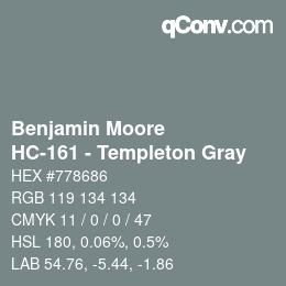 Color code: Benjamin Moore - HC-161 - Templeton Gray | qconv.com