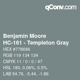 Code couleur: Benjamin Moore - HC-161 - Templeton Gray | qconv.com