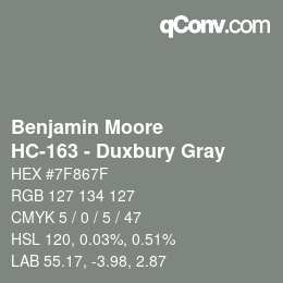 Code couleur: Benjamin Moore - HC-163 - Duxbury Gray | qconv.com