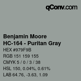 Código de color: Benjamin Moore - HC-164 - Puritan Gray | qconv.com