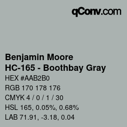 Color code: Benjamin Moore - HC-165 - Boothbay Gray | qconv.com