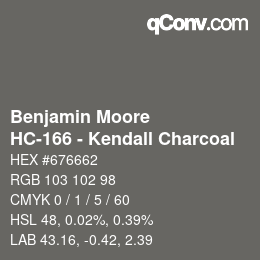Code couleur: Benjamin Moore - HC-166 - Kendall Charcoal | qconv.com