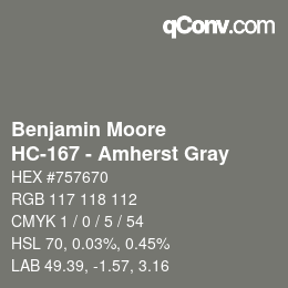 Color code: Benjamin Moore - HC-167 - Amherst Gray | qconv.com