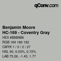 Color code: Benjamin Moore - HC-169 - Coventry Gray | qconv.com