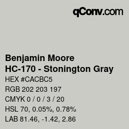 Code couleur: Benjamin Moore - HC-170 - Stonington Gray | qconv.com