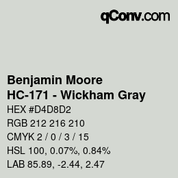 カラーコード: Benjamin Moore - HC-171 - Wickham Gray | qconv.com