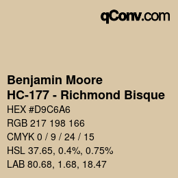 Color code: Benjamin Moore - HC-177 - Richmond Bisque | qconv.com