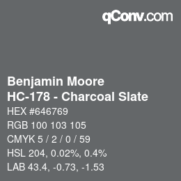 Color code: Benjamin Moore - HC-178 - Charcoal Slate | qconv.com