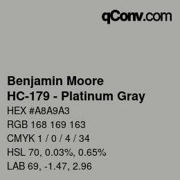 Code couleur: Benjamin Moore - HC-179 - Platinum Gray | qconv.com