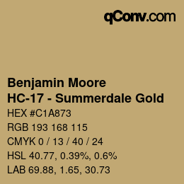 Color code: Benjamin Moore - HC-17 - Summerdale Gold | qconv.com