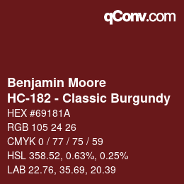 カラーコード: Benjamin Moore - HC-182 - Classic Burgundy | qconv.com