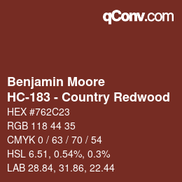 Color code: Benjamin Moore - HC-183 - Country Redwood | qconv.com