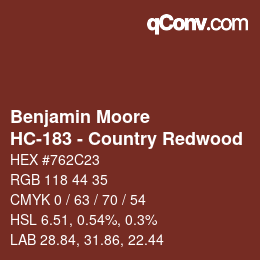 Code couleur: Benjamin Moore - HC-183 - Country Redwood | qconv.com