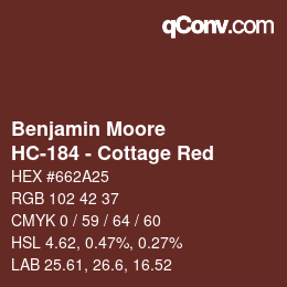 カラーコード: Benjamin Moore - HC-184 - Cottage Red | qconv.com