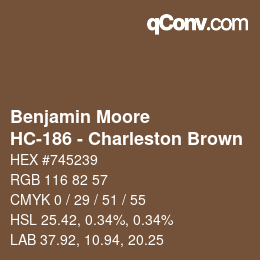 Color code: Benjamin Moore - HC-186 - Charleston Brown | qconv.com