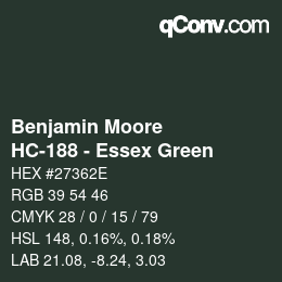 Color code: Benjamin Moore - HC-188 - Essex Green | qconv.com