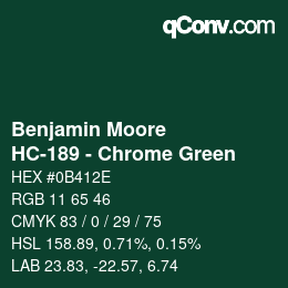 Farbcode: Benjamin Moore - HC-189 - Chrome Green | qconv.com