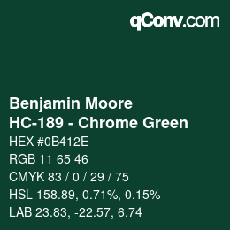 Code couleur: Benjamin Moore - HC-189 - Chrome Green | qconv.com