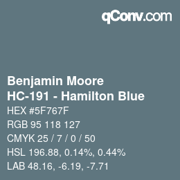 Código de color: Benjamin Moore - HC-191 - Hamilton Blue | qconv.com