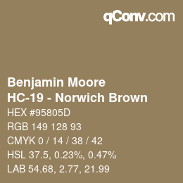 Farbcode: Benjamin Moore - HC-19 - Norwich Brown | qconv.com