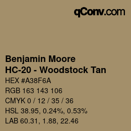 Código de color: Benjamin Moore - HC-20 - Woodstock Tan | qconv.com