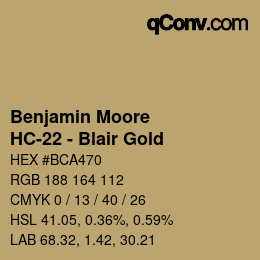 Code couleur: Benjamin Moore - HC-22 - Blair Gold | qconv.com