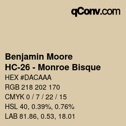 Color code: Benjamin Moore - HC-26 - Monroe Bisque | qconv.com