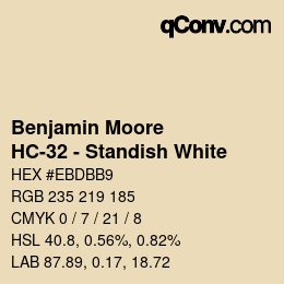 Color code: Benjamin Moore - HC-32 - Standish White | qconv.com