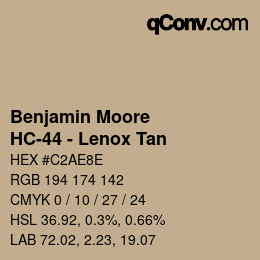 Color code: Benjamin Moore - HC-44 - Lenox Tan | qconv.com