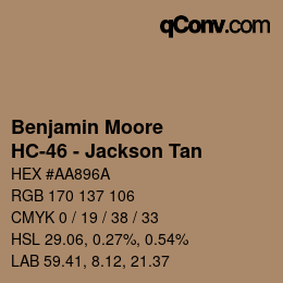 Code couleur: Benjamin Moore - HC-46 - Jackson Tan | qconv.com