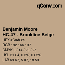 Color code: Benjamin Moore - HC-47 - Brookline Beige | qconv.com