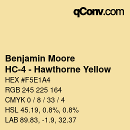 Código de color: Benjamin Moore - HC-4 - Hawthorne Yellow | qconv.com