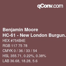 カラーコード: Benjamin Moore - HC-61 - New London Burgundy | qconv.com