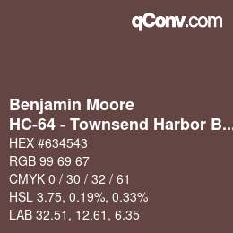 Code couleur: Benjamin Moore - HC-64 - Townsend Harbor Brown | qconv.com