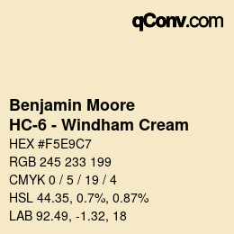 Código de color: Benjamin Moore - HC-6 - Windham Cream | qconv.com