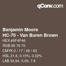 カラーコード: Benjamin Moore - HC-70 - Van Buren Brown | qconv.com