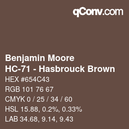 Código de color: Benjamin Moore - HC-71 - Hasbrouck Brown | qconv.com