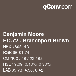 Código de color: Benjamin Moore - HC-72 - Branchport Brown | qconv.com