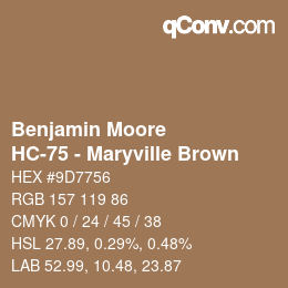 Código de color: Benjamin Moore - HC-75 - Maryville Brown | qconv.com