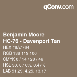 Color code: Benjamin Moore - HC-76 - Davenport Tan | qconv.com