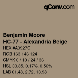 Color code: Benjamin Moore - HC-77 - Alexandria Beige | qconv.com