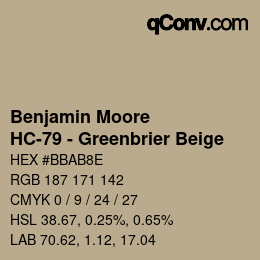 Color code: Benjamin Moore - HC-79 - Greenbrier Beige | qconv.com