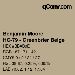 Code couleur: Benjamin Moore - HC-79 - Greenbrier Beige | qconv.com