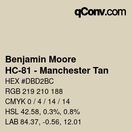 Color code: Benjamin Moore - HC-81 - Manchester Tan | qconv.com