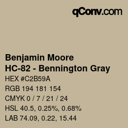 カラーコード: Benjamin Moore - HC-82 - Bennington Gray | qconv.com