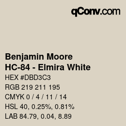 Código de color: Benjamin Moore - HC-84 - Elmira White | qconv.com