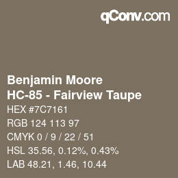Color code: Benjamin Moore - HC-85 - Fairview Taupe | qconv.com