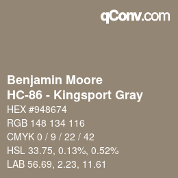 Color code: Benjamin Moore - HC-86 - Kingsport Gray | qconv.com